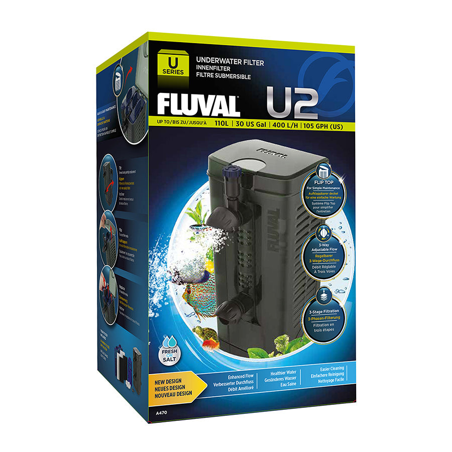 Fluval U Underwater Aquarium Filter | 3-Stage Internal Filter for Freshwater & Marine Aquariums