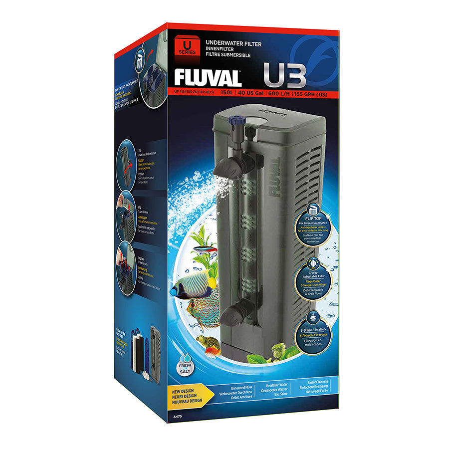 Fluval U Underwater Aquarium Filter | 3-Stage Internal Filter for Freshwater & Marine Aquariums