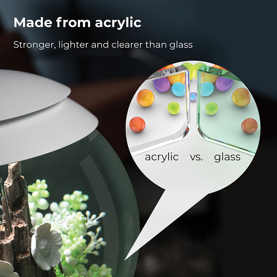 biOrb Halo LED Aquarium White 7,9 GAL (30L)| Premium Acrylic 360° Fish Tank with LED Lighting