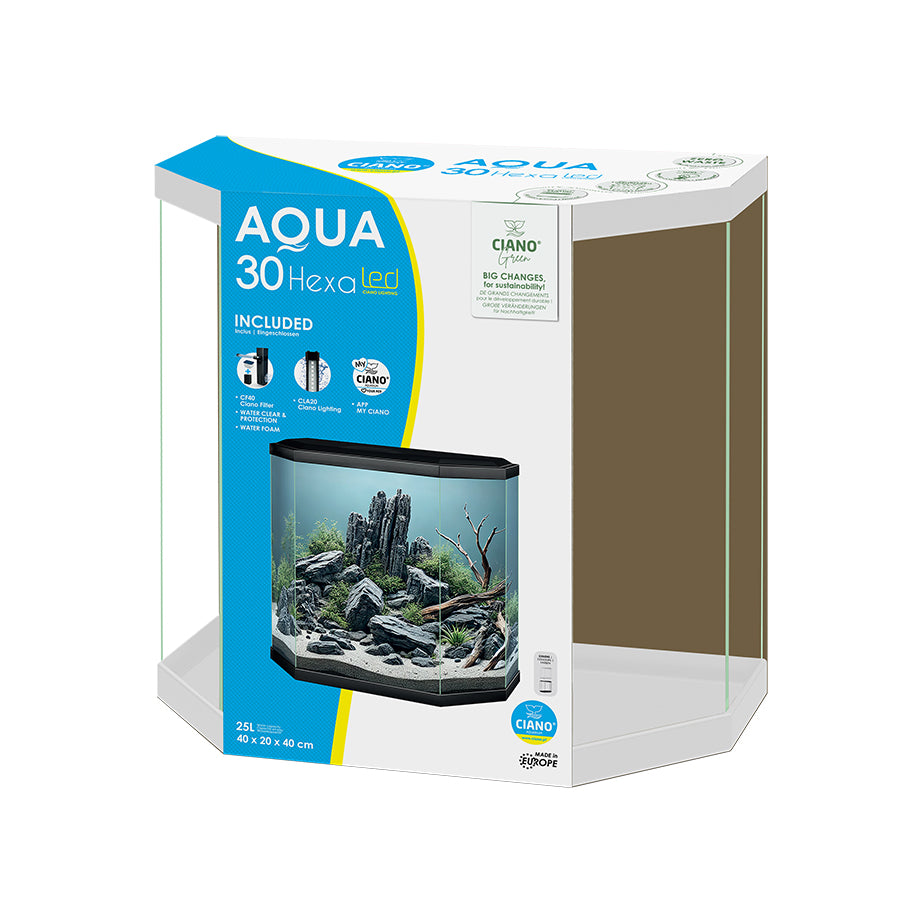 Ciano Aqua 30 Aquarium White 25L | Complete LED Freshwater Fish Tank Kit